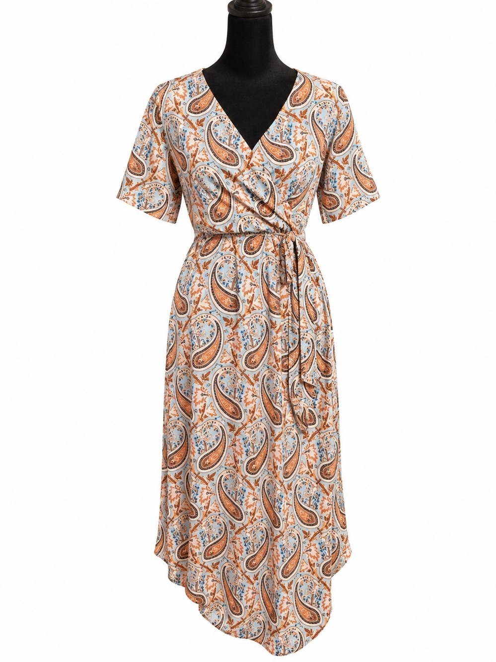 Paisley High-Low Wrap Midi Dress – Women’s Medium